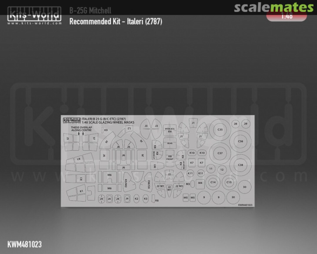 Boxart B-25G Mitchell Canopy/Wheel Masks KWM481023 Kits-World