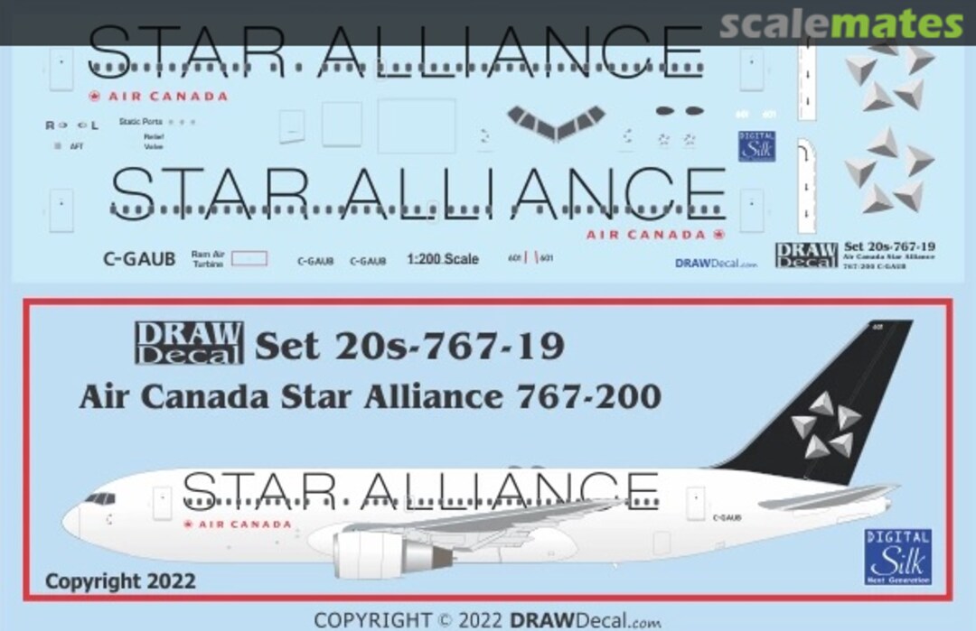 Boxart Air Canada Star Alliance 767-200 C-GAUB 20-767-19 Draw Decal