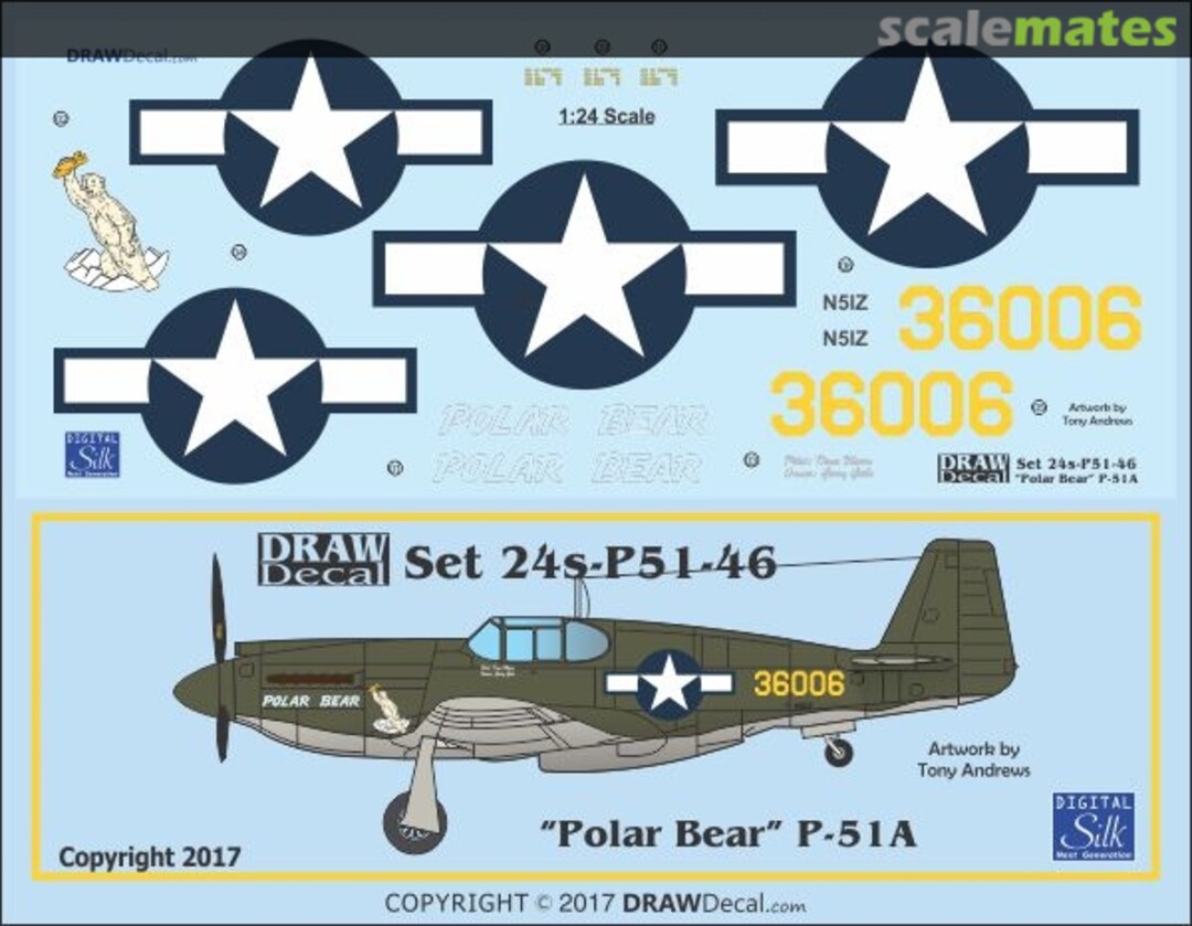 Boxart P-51A "Polar Bear" 24-P51-46 Draw Decal