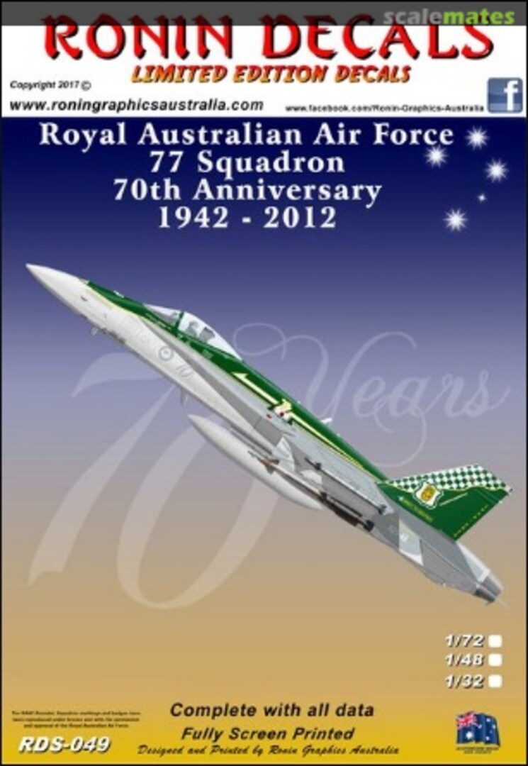 Boxart RAAF 77 Sqn. F/A-18A Hornet RDS-049 Ronin Decals