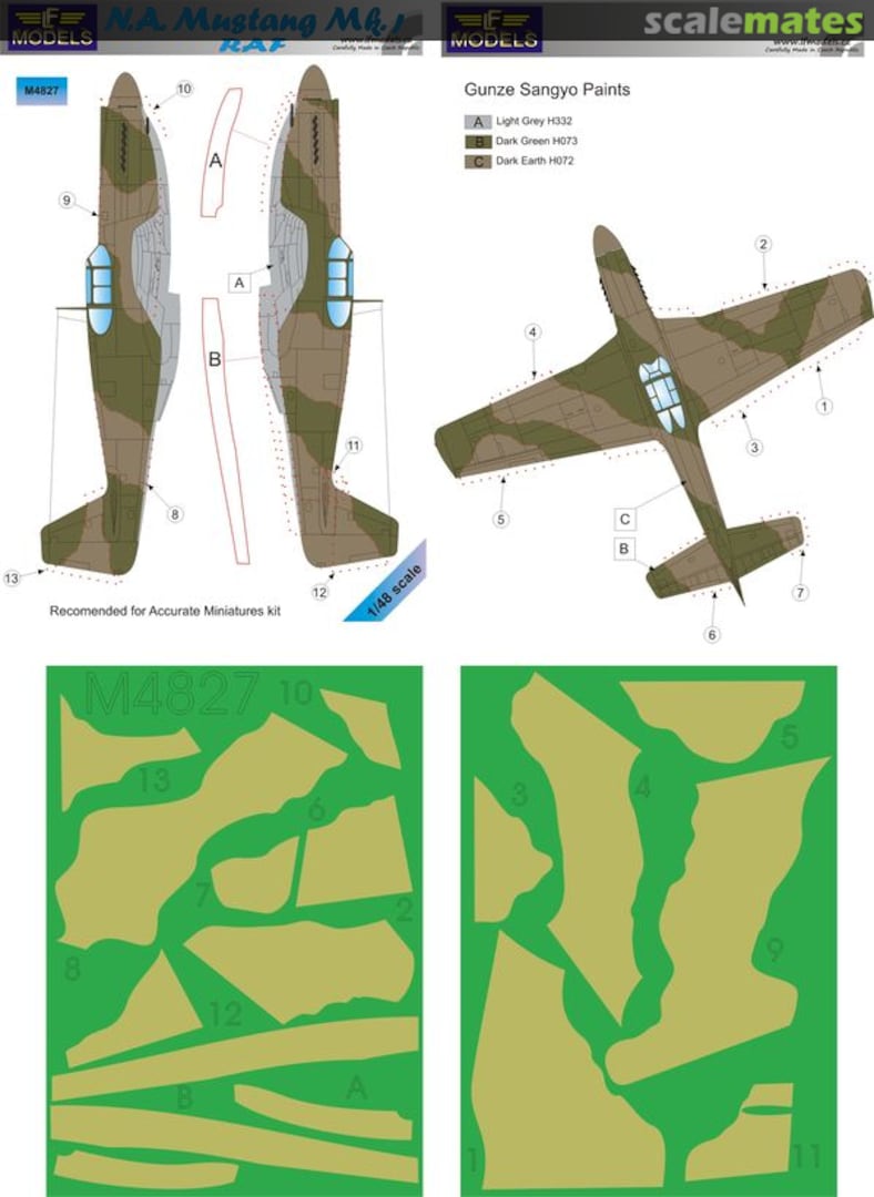 Boxart N.A. Mustang Mk.I - RAF (Camouflage Painting Masks) M4827 LF Models