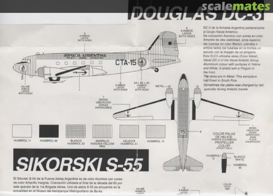 Boxart F4U-5NL / DC-3 ARMADA / Sikorsky S-55 F.A.A. 72002 Aerocalcas Argentinas