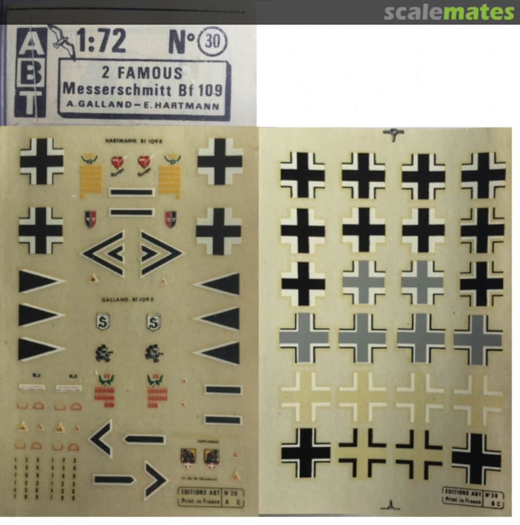 Boxart 2 Famous Mersserchmitt Bf 109 30 ABT Decals