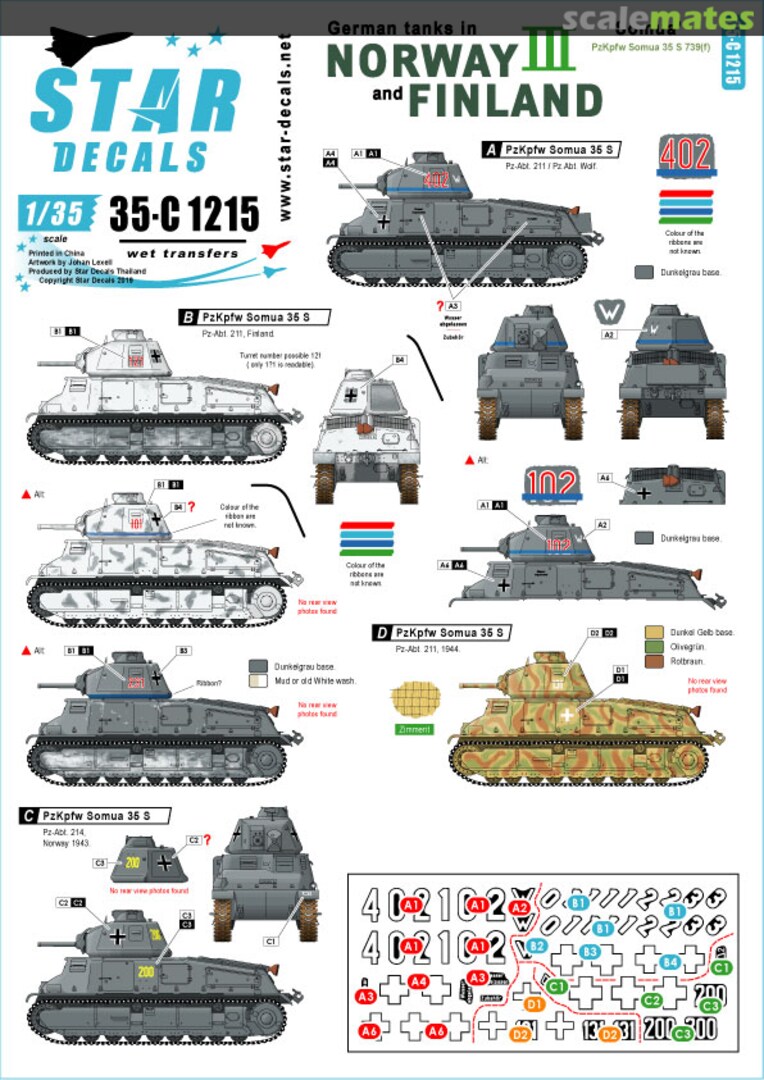 Boxart German tanks in Norway & Finland # III 35-C1215 Star Decals