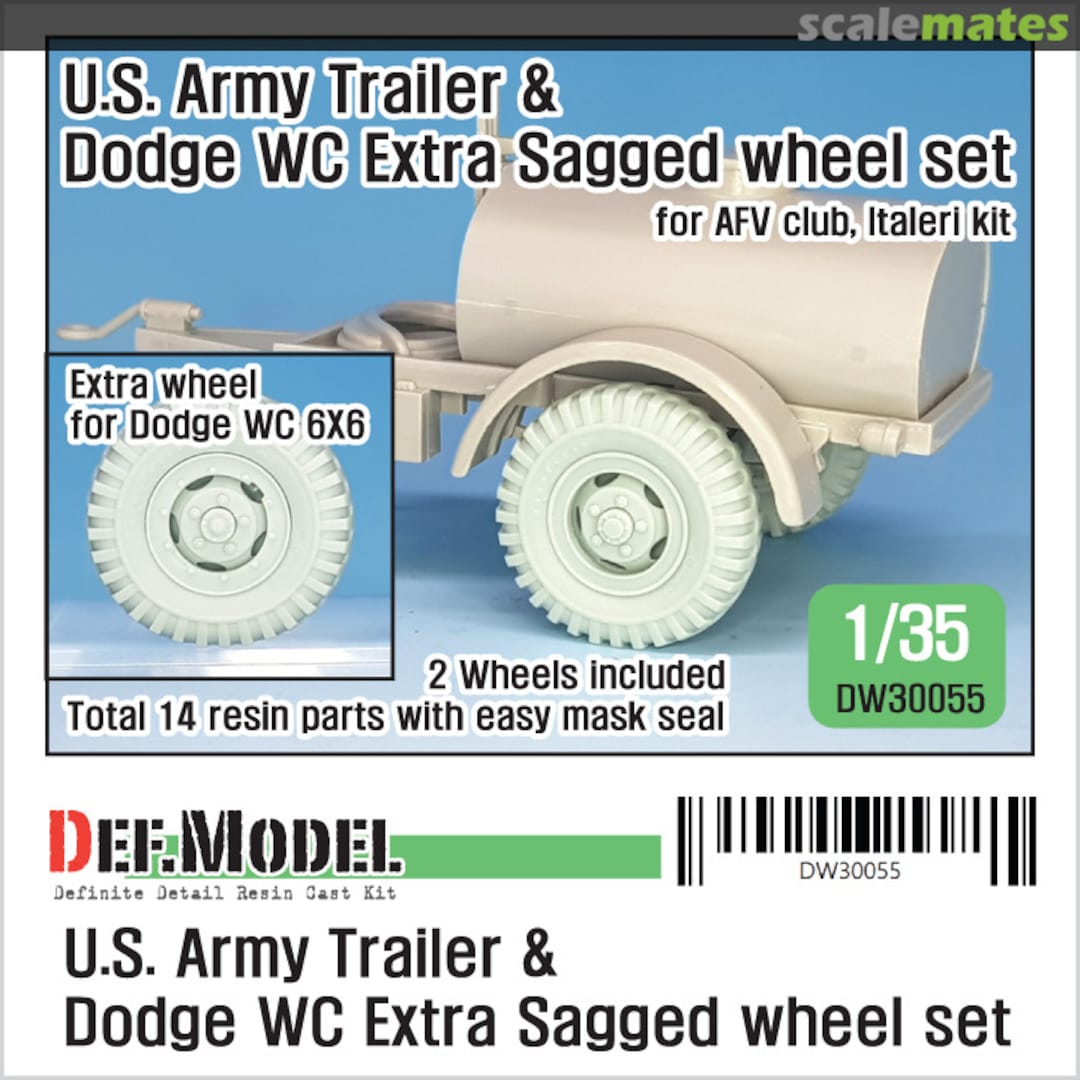 Boxart US Army Trailer & Dodge WC Extra Sagged Wheel set DW30055 Def.Model