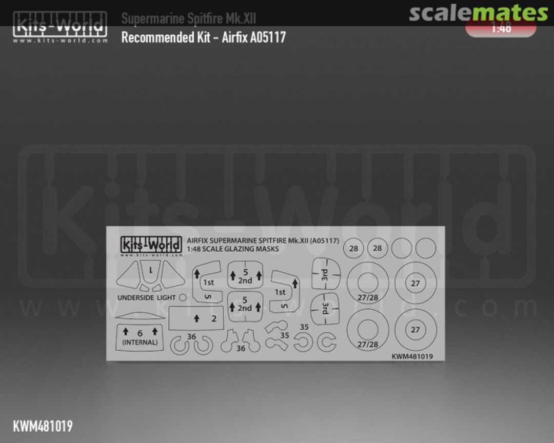 Boxart Spitfire MkXII Canopy/Wheel Masks KWM481019 Kits-World
