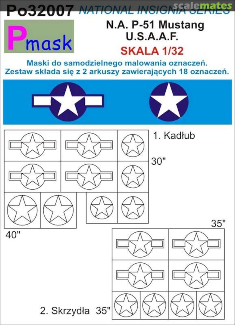 Boxart N.A. P-51 Mustang U.S.A.A.F. PO32007 Pmask