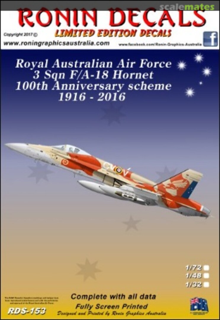 Boxart RAAF 3 Sqn. F/A-18A Hornet RDS-153 Ronin Decals