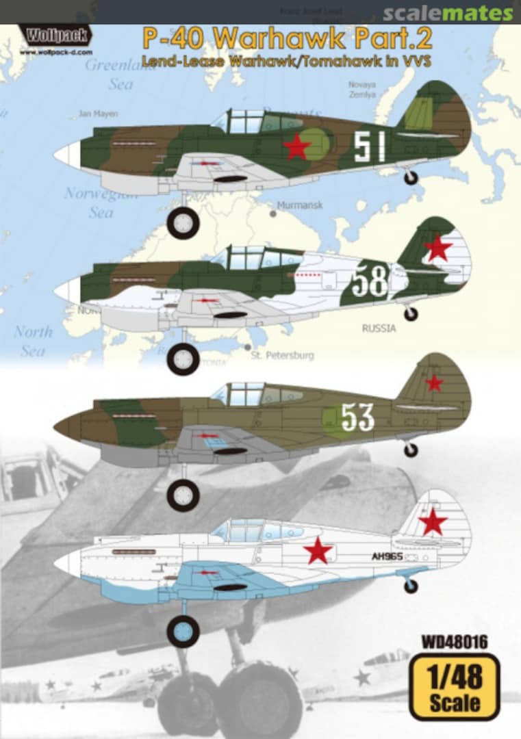 Boxart Wolfpack Decal - P-40 Warhawk Part 2: Lend-Lease Warhawk/Tomahawk in VVS WD48016 Wolfpack