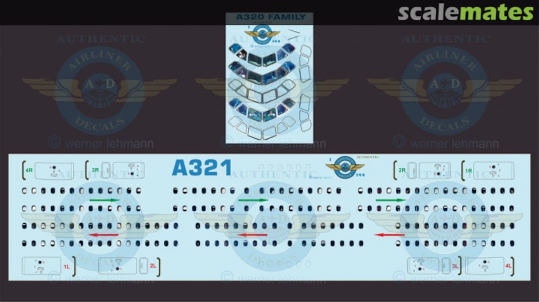 Boxart Cockpit and cabin windows A321, set A321 Set Authentic-Airliner-Decals