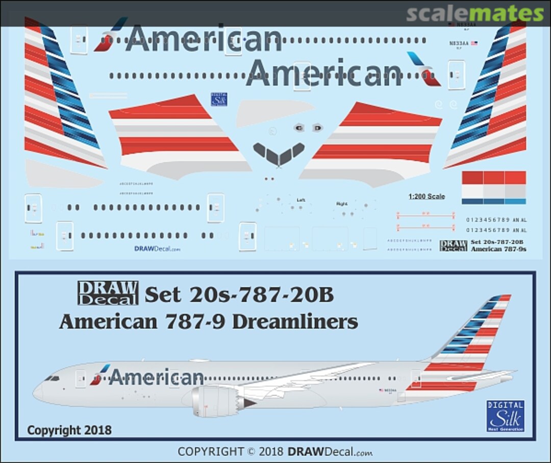 Boxart American Airlines 787-9 Dreamliners 20-787-20B Draw Decal