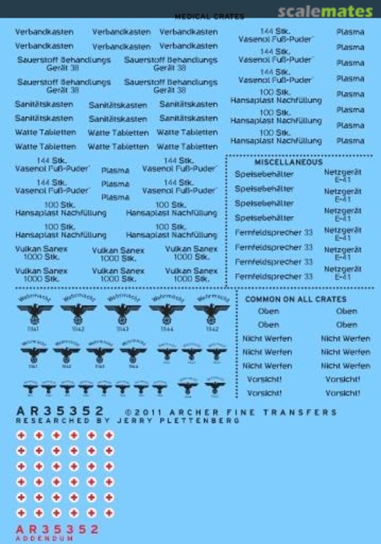 Boxart German medical and miscellaneous cargo box stencils (black) AR35352B Archer