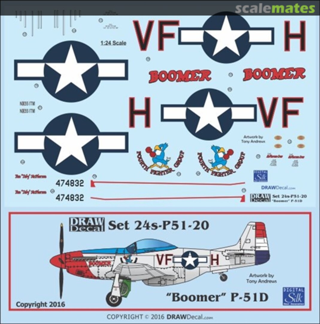 Boxart P-51D "Boomer" 24-P51-20 Draw Decal