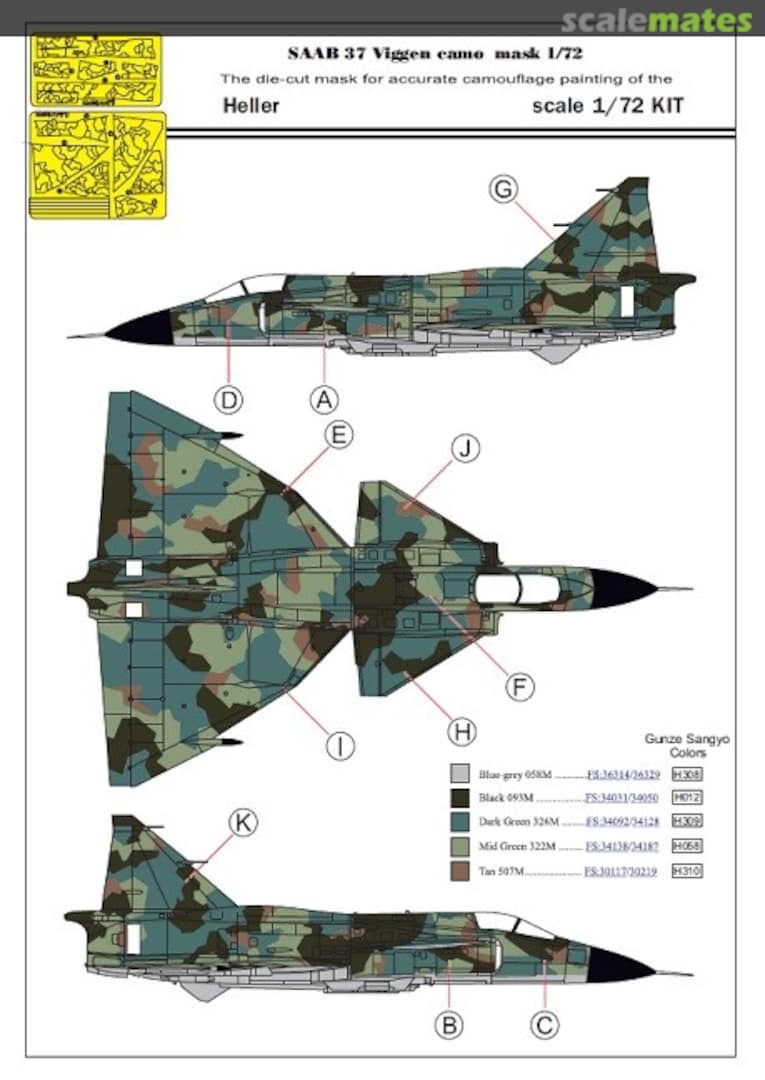 Boxart SAAB 37 Viggen Camo Mask MMK7271 Maestro Models