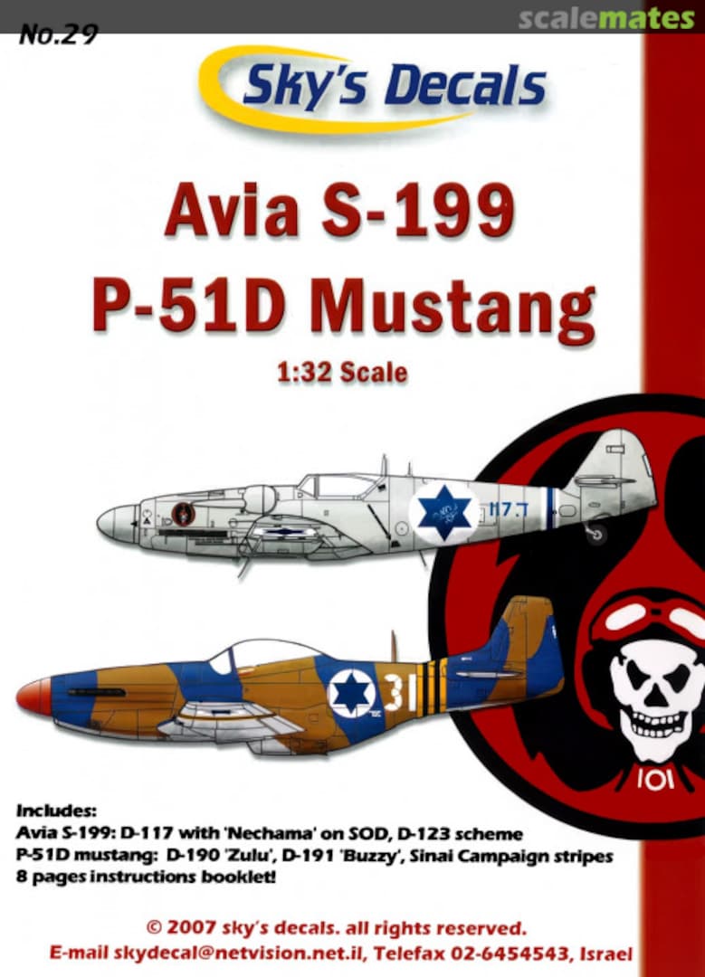 Boxart Avia S-199/P-51D Mustang SD-29 Sky's Decals