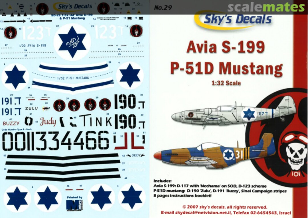 Boxart Avia S-199/P-51D Mustang SD-29 Sky's Decals