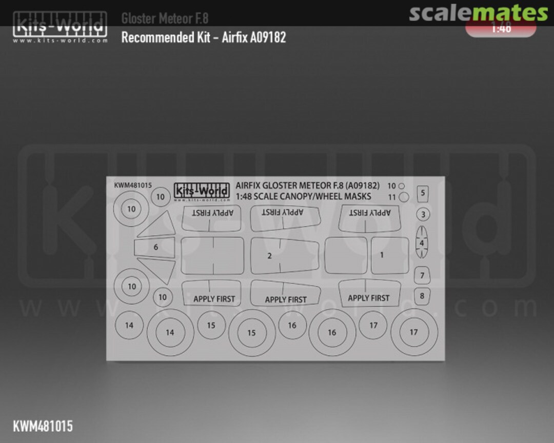 Boxart Gloster Meteor F.8 Canopy/Wheel Masks KWM481015 Kits-World