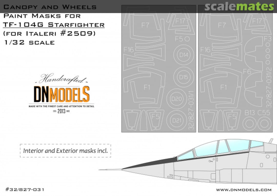 Boxart Canopy and Wheels Paint Mask Set for Italeri’s TF-104G Starfighter 32/827-031 DN Models