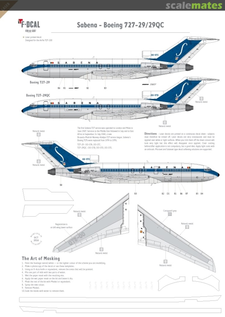 Boxart Sabena - Boeing 727-29/29QC FD144-697 F-DCAL