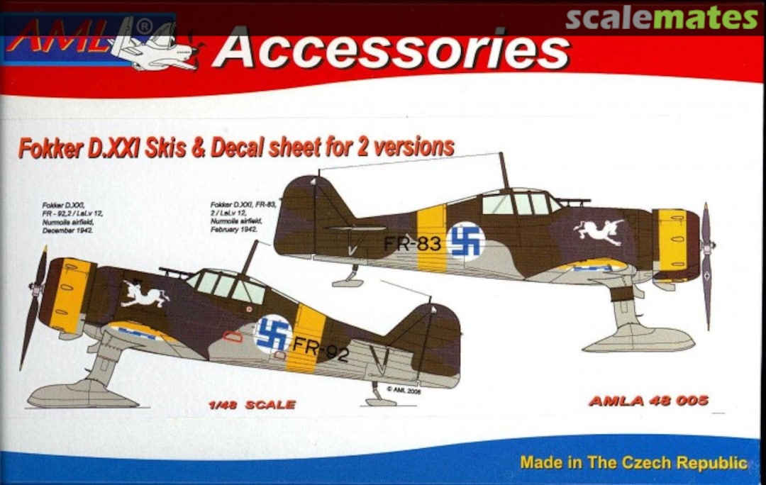 Boxart Fokker D.XXI Skis and Finnish decals AMLA48005 AML