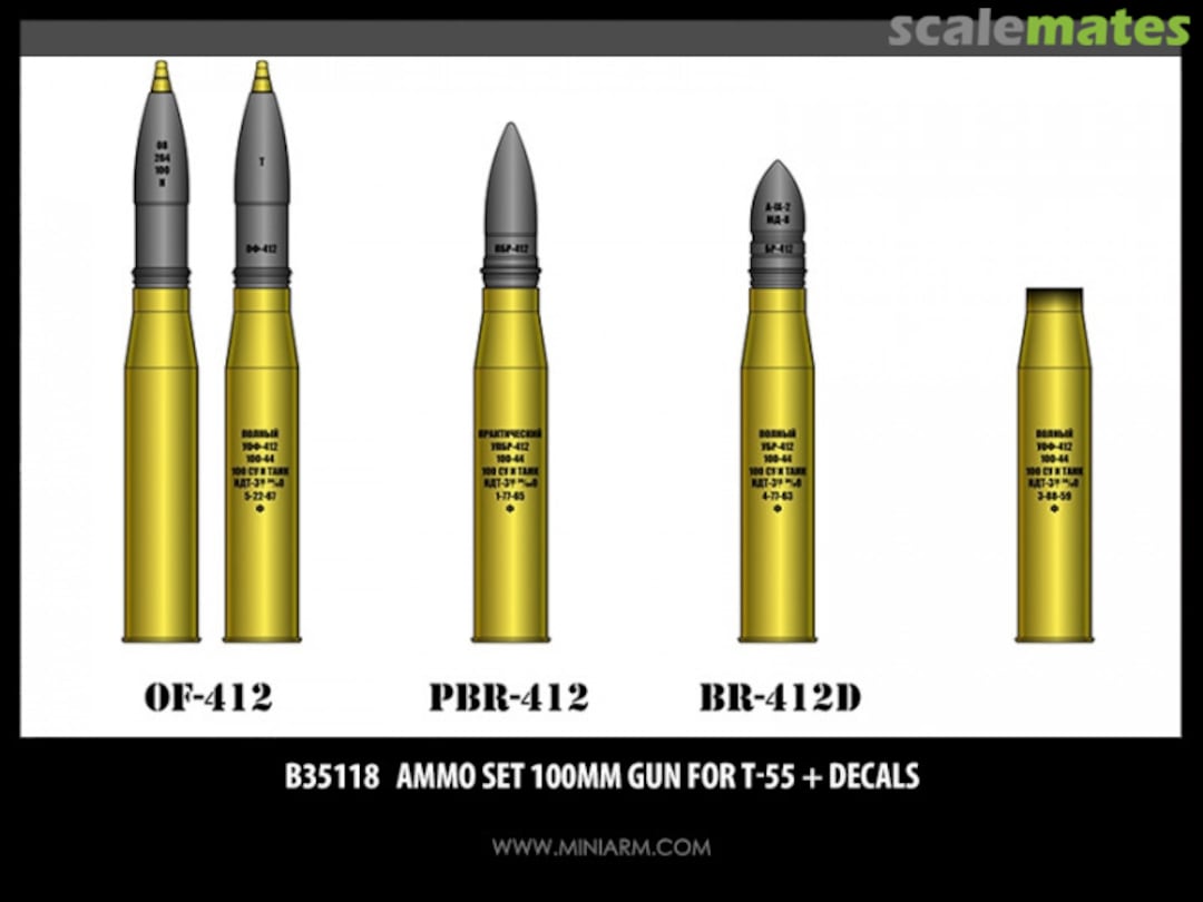 Boxart Ammo set 100mm gun for T-55 + decals B35118 Miniarm