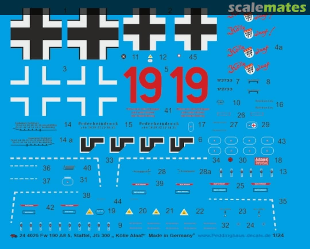 Boxart Fw 190 A8 5. Staffel JG 300 "Kölle Alaaf" 32 4025 Peddinghaus-Decals