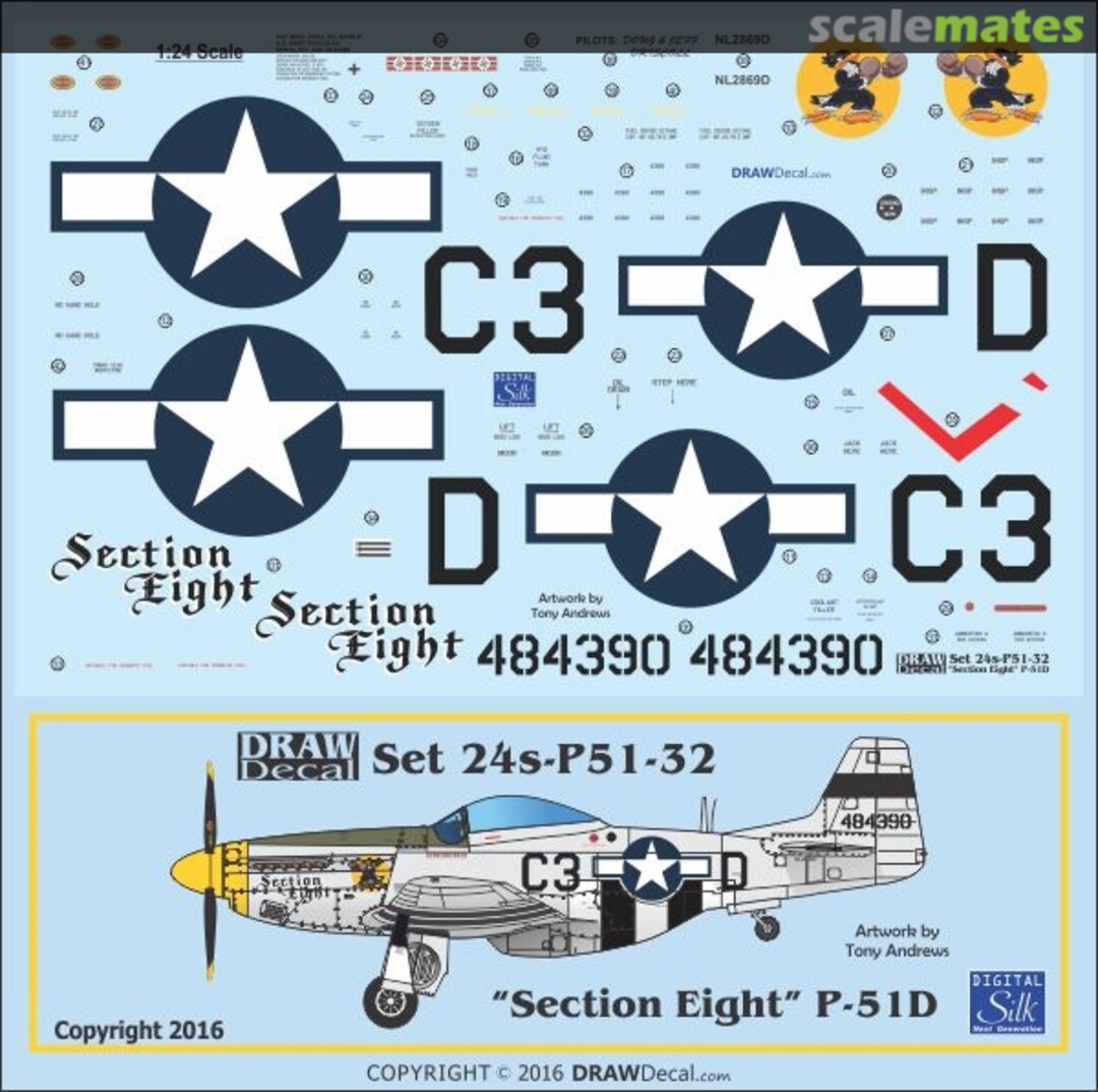 Boxart P-51D "Section Eight" 24-P51-32 Draw Decal