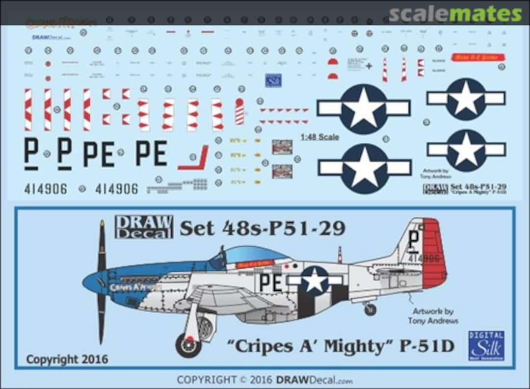 Boxart P-51D "Cripes A' Mighty" 48-P51-29 Draw Decal