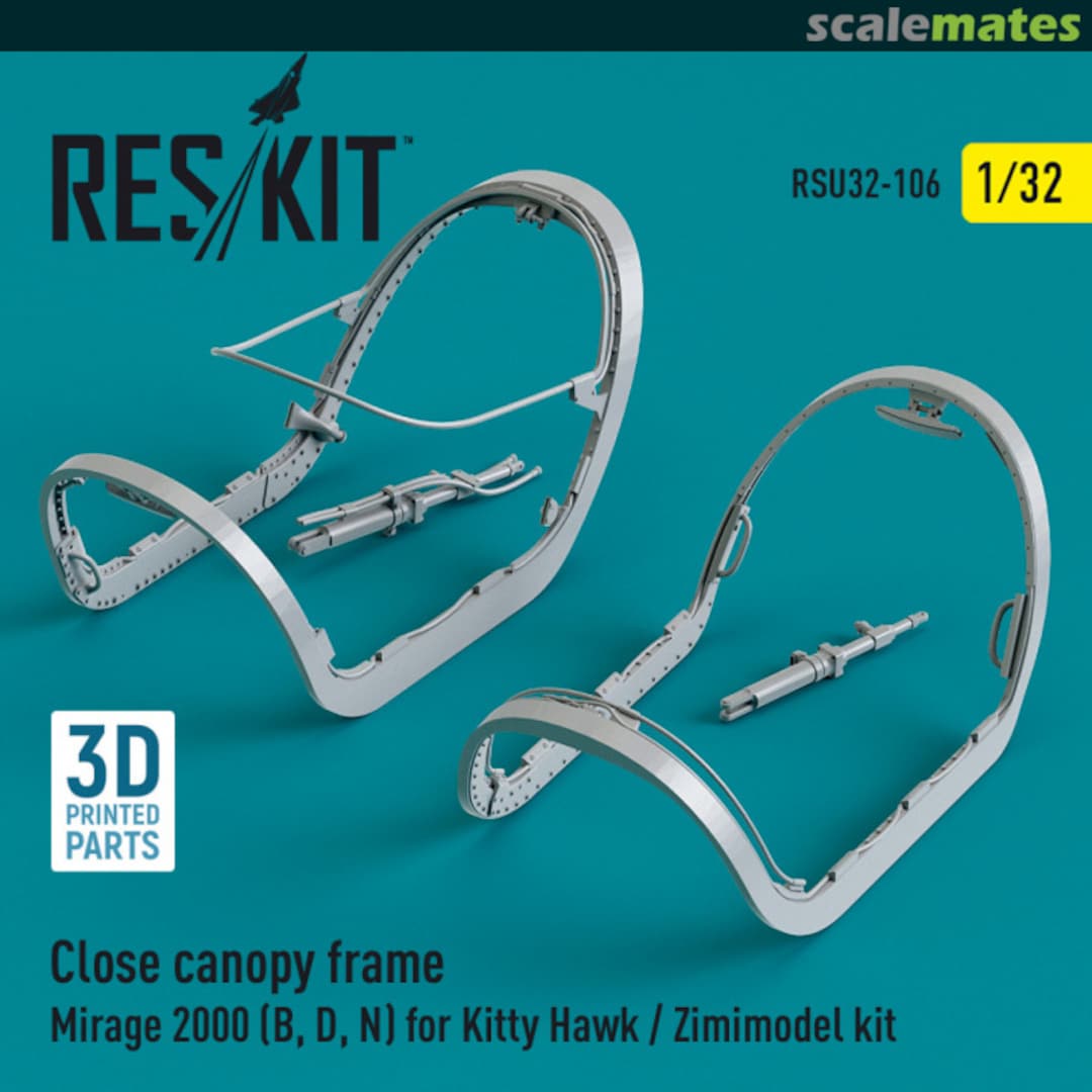 Boxart Close canopy frame Mirage 2000 (B,D,N) (Kitty Hawk / Zimimodel) (3D Printed) RSU32-0106 ResKit