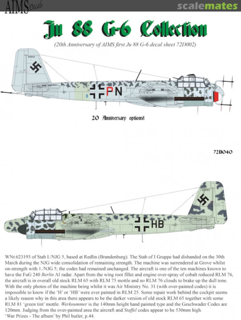 Boxart Ju 88 G-6 Collection 72D040 AIMS