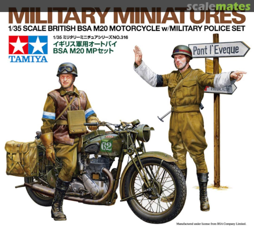 Boxart BSA M20 Motorcycle w/Military Police 35316 Tamiya