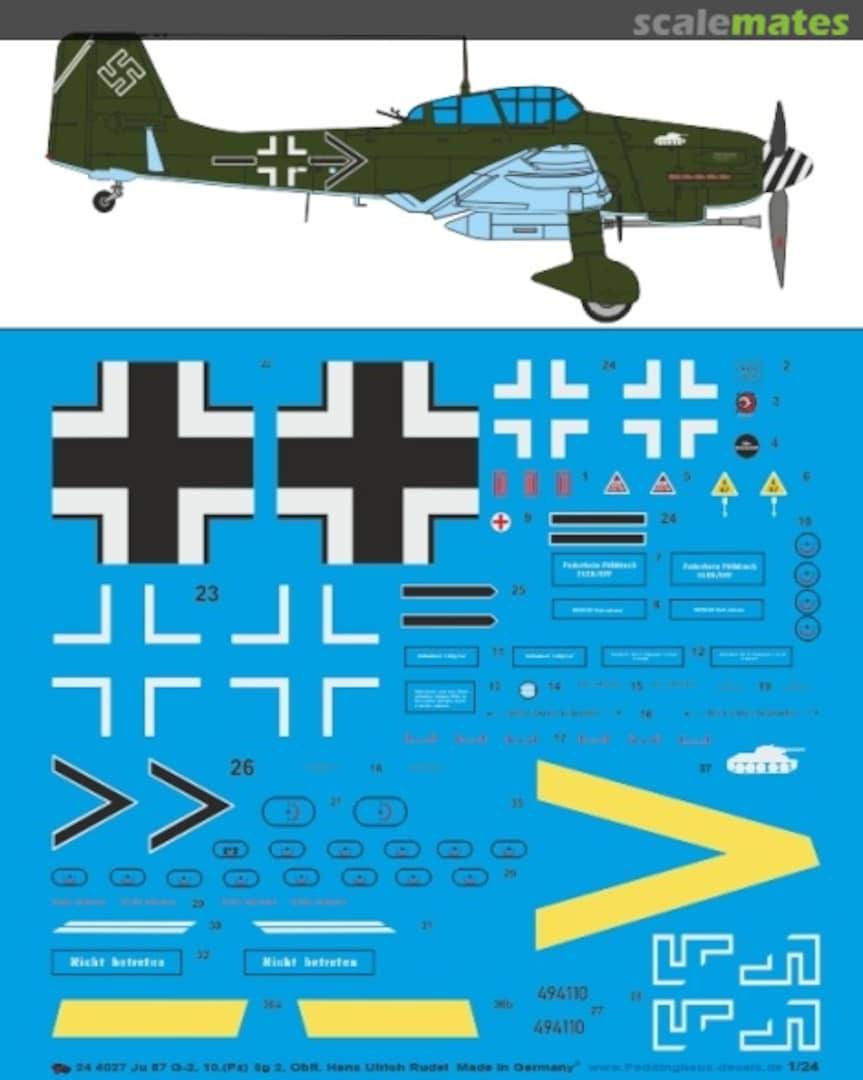 Boxart Ju 87 G-2, 10.(Pz) Sg2, Oblt. Hans Ulrich Rudel 32 4027 Peddinghaus-Decals