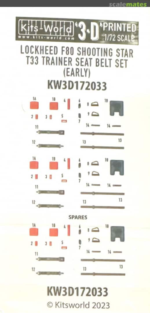 Boxart F-80/T-33 Shooting Star - Seat Belt Set (Early) KW3D172033 Kits-World