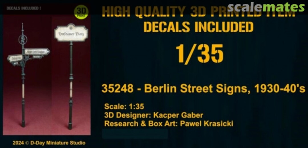 Boxart Berlin Street Signs 1930-40s (3D Print With Decals) 35248 D-Day Miniature Studio