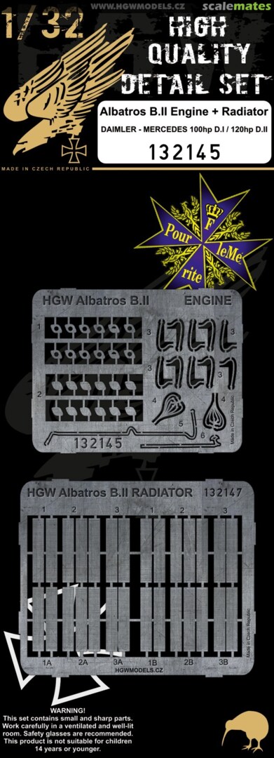 Boxart Albatros B.II - Engine & Radiator 132145 HGW Models