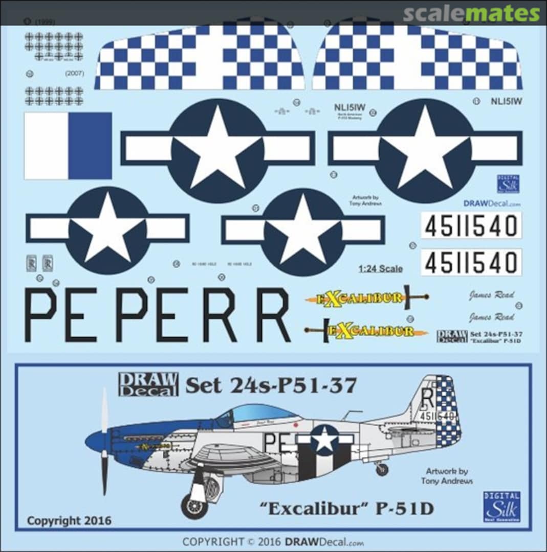 Boxart P-51D "Excalibur" 24-P51-37 Draw Decal