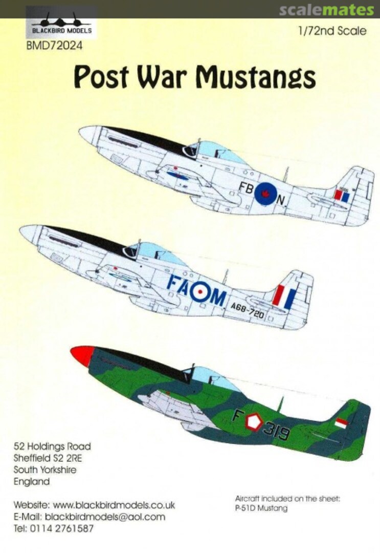 Boxart Post War Mustangs BMD72024 Blackbird Models