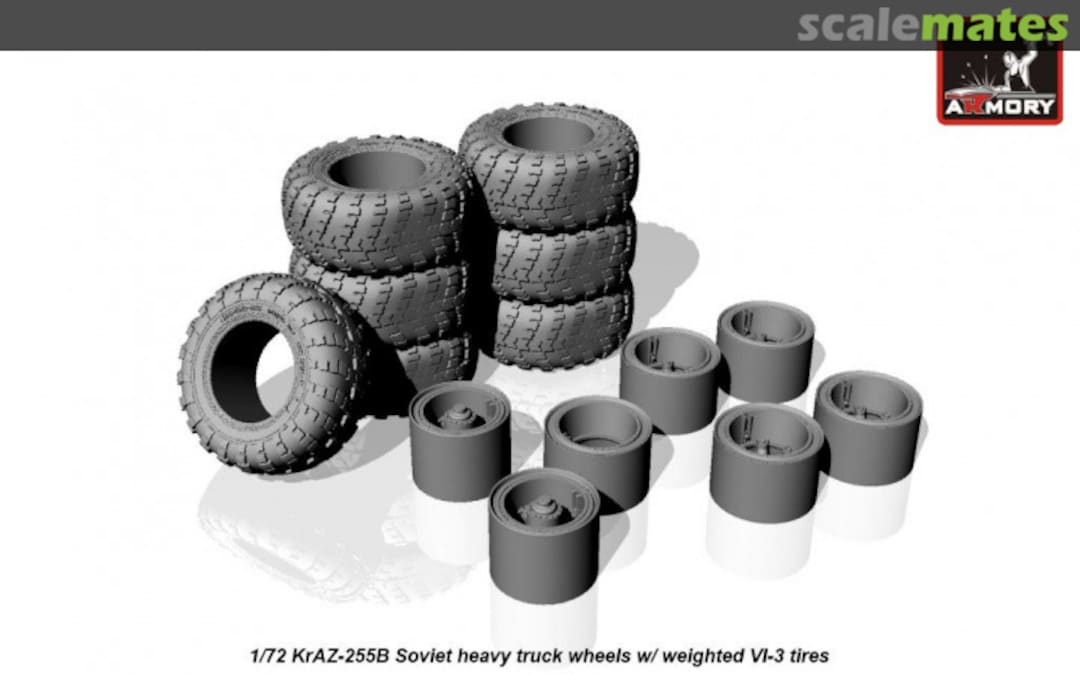 Boxart KrAZ-255B off-road truck wheels w/ weighted VI-3 tires AC7335 Armory