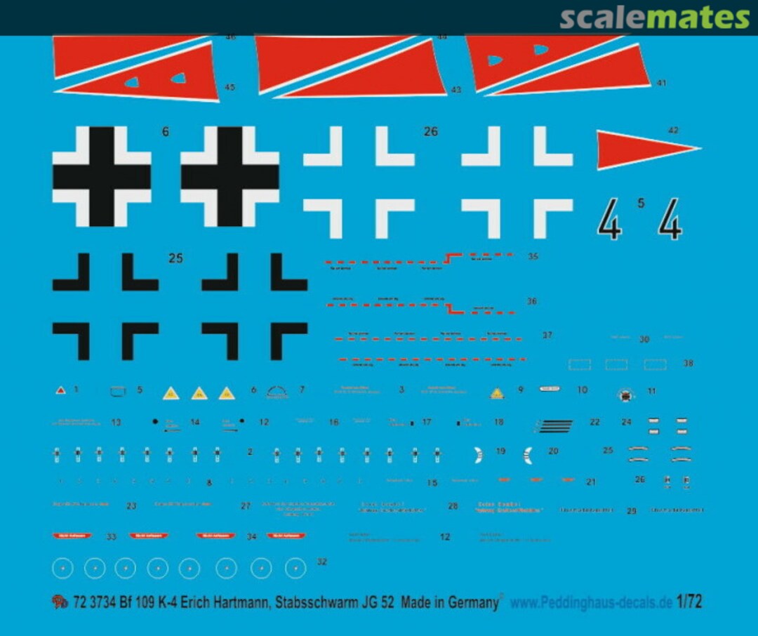 Boxart Bf 109 K-4 72 3734 Peddinghaus-Decals