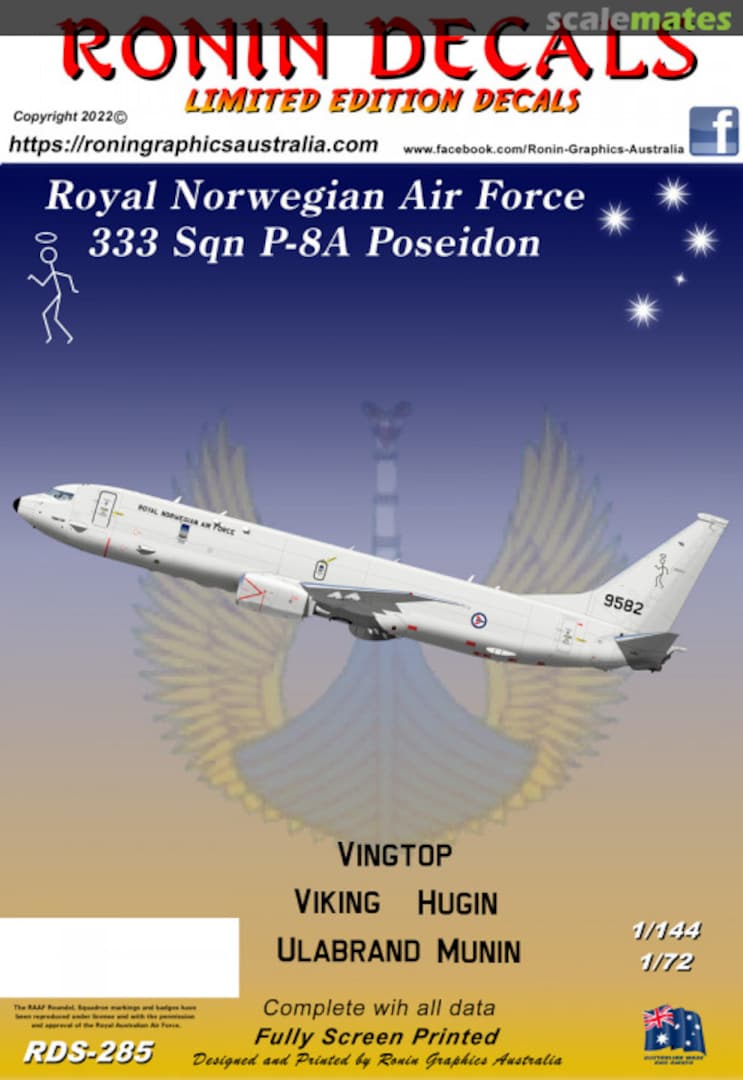 Boxart Royal Norwegian Air Force 333 Sqn. P-8A Poseidon RDS-285 Ronin Decals