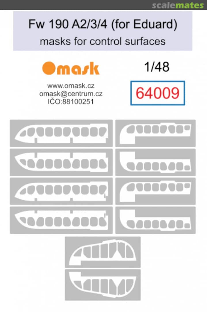 Boxart Fw 190 A2/3/4 masks for control surfaces 64009 Omask