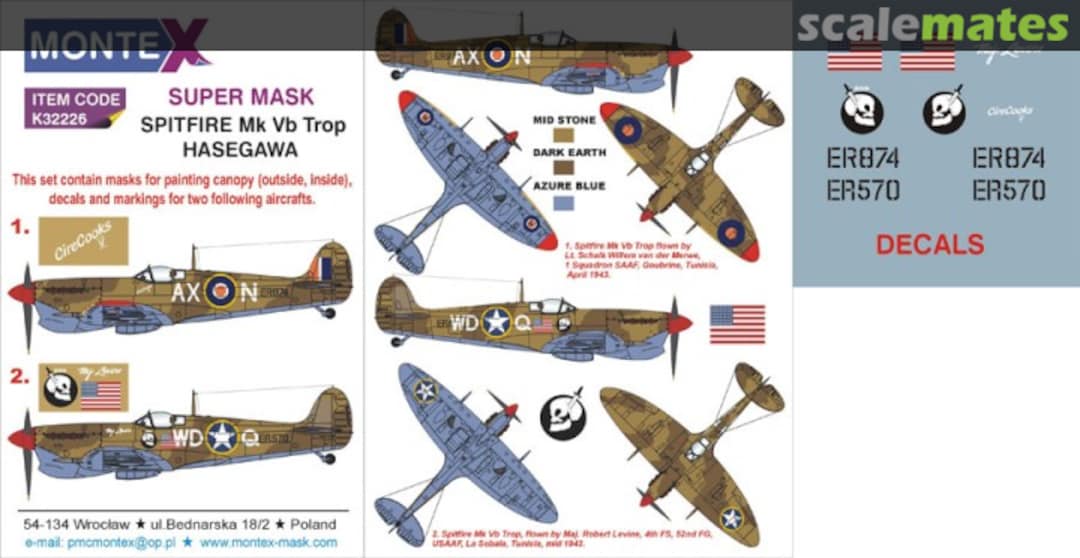 Boxart Spitfire Mk Vb Trop "USAAF" K32226 Montex