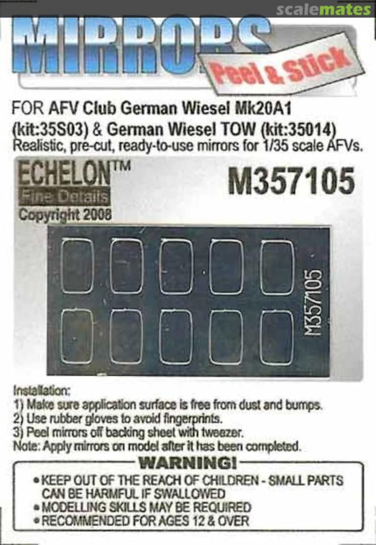 Boxart German Wiesel Mk20A1 & TOW Mirrors M357105 Echelon Fine Details