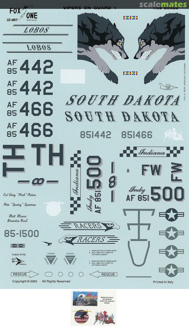 Boxart Vipers on Guard 1 32-007 Fox One Decals