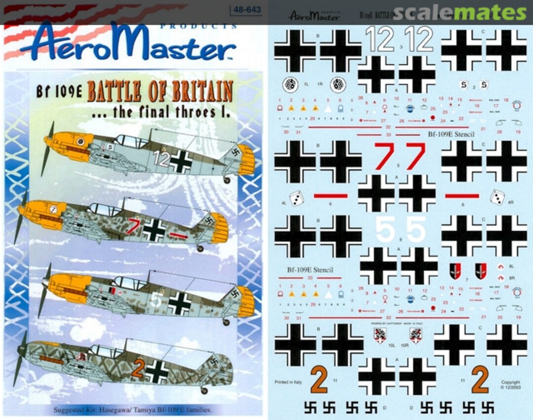 Boxart Bf 109E Battle of Britain...the Final Throes 1 48-643 AeroMaster