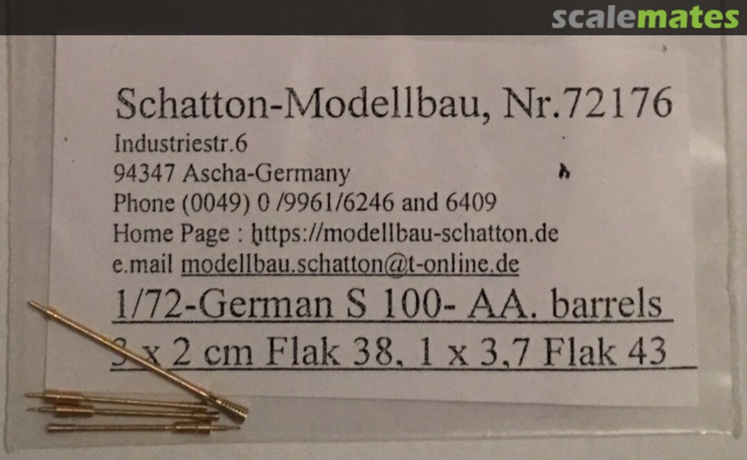 Boxart German S-100 AA Barrels 72176 Schatton Modellbau