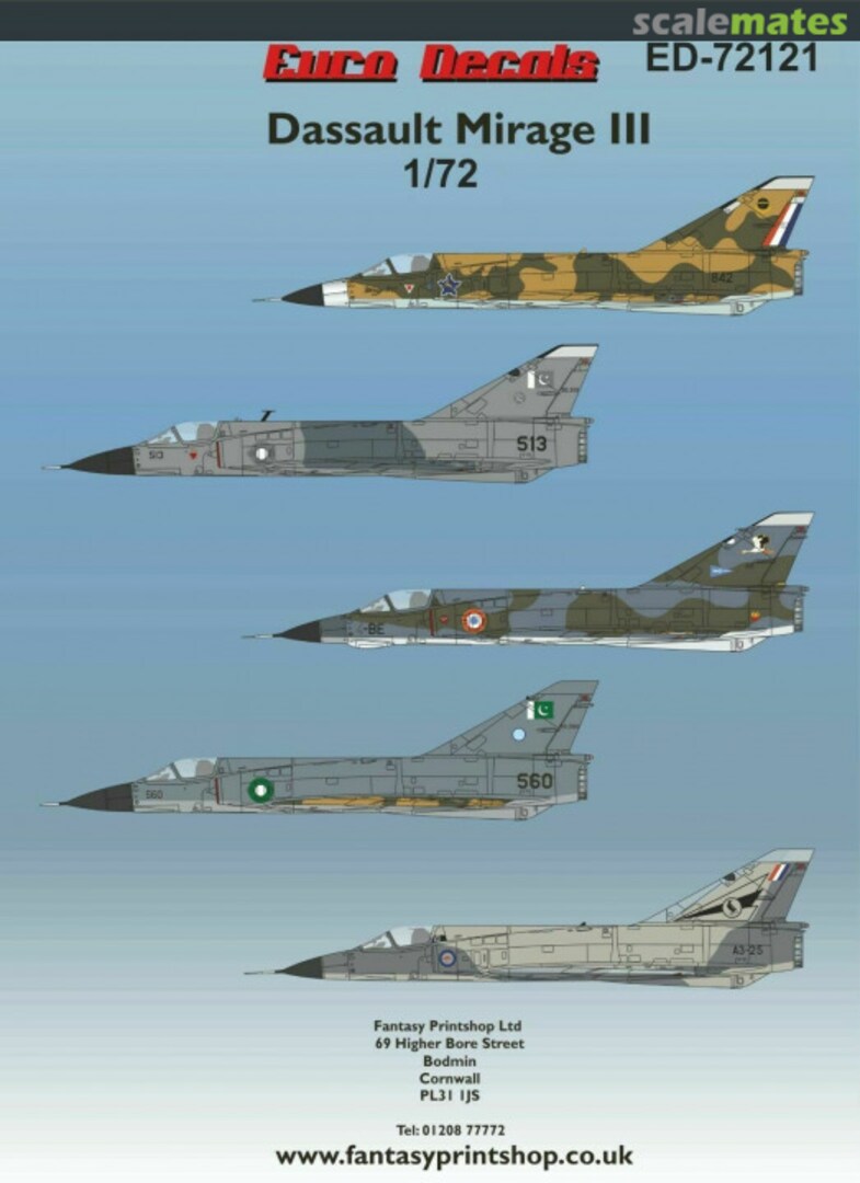 Boxart Dassault Mirage III ED-72121 Euro Decals