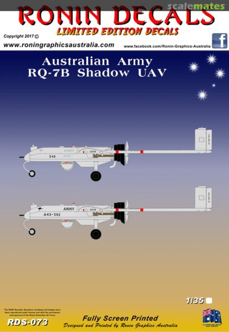 Boxart Australian Army RQ-7B Shadow UAV RDS-073 Ronin Decals