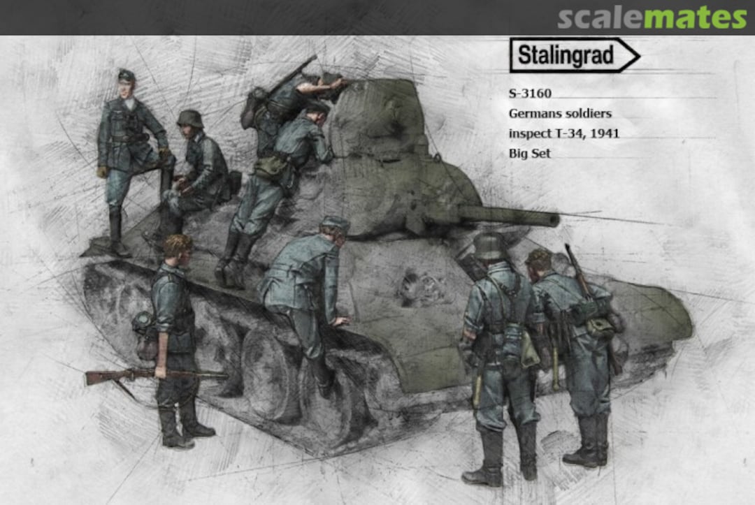 Boxart German soldiers inspect T-34, 1941 S-3160 Stalingrad