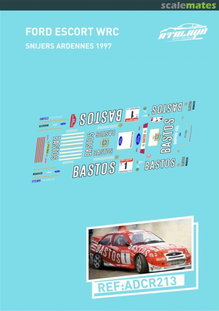 Boxart Ford Escort WRC [P10 RED] "BASTOS" ADCR213 Atalaya Slot Decals